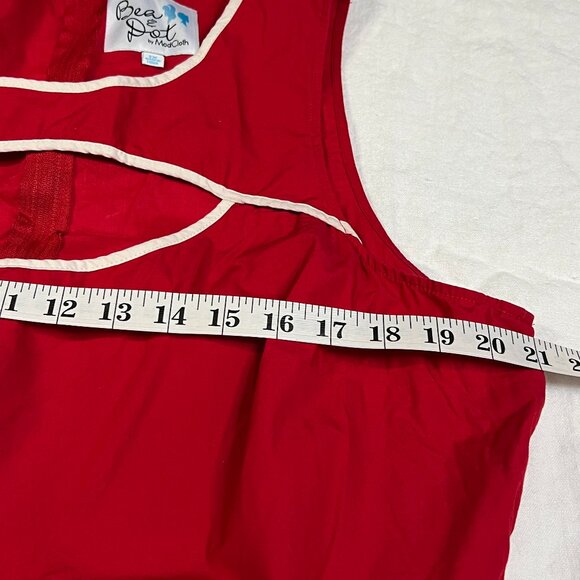 Bea & Dot by ModCloth Red White Fit & Flare Dress 1X Cutout Bodice Retro Line - Picture 6 of 9